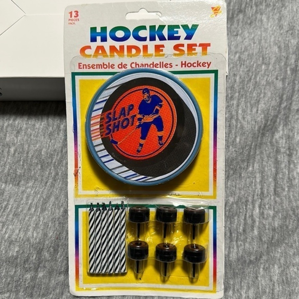 Vintage New Hockey Birthday Cake Topper Candle Set